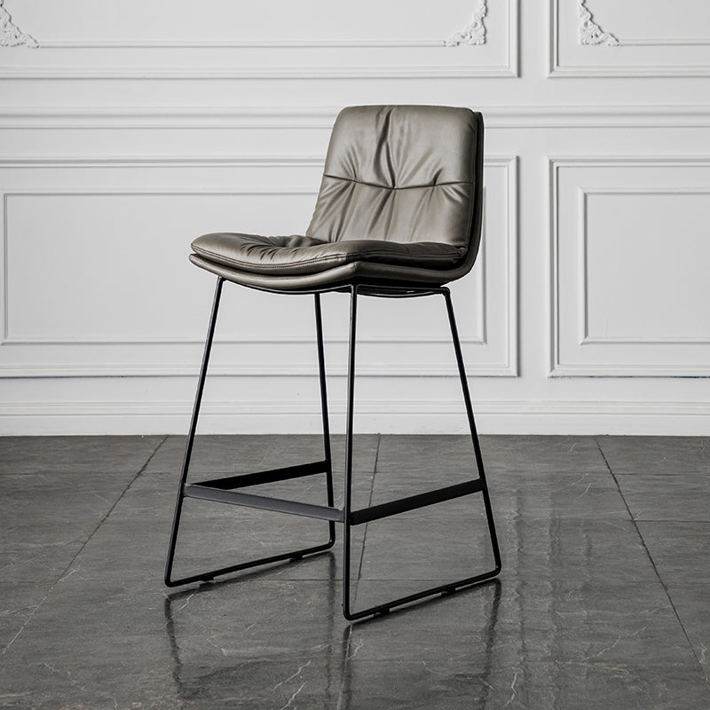 Scandinavian Low Back Home Stool Matte Finish Upholstered Barstool Dark Gray 1 Piece Counter Stool(26"H) Clearhalo 'Bar Furniture' 'Bar Stools' 'bar_stools' 'furn' 'furn_bar_stools' 'Furniture' 'furniture_bar_stools' 'Kitchen & Dining Furniture' 4940659