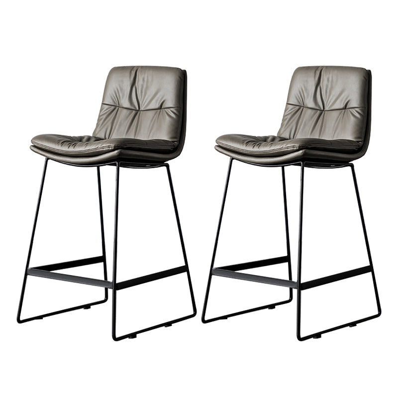 Scandinavian Low Back Home Stool Matte Finish Upholstered Barstool Dark Gray 2 Piece Set Counter Stool(26"H) Clearhalo 'Bar Furniture' 'Bar Stools' 'bar_stools' 'furn' 'furn_bar_stools' 'Furniture' 'furniture_bar_stools' 'Kitchen & Dining Furniture' 4940660