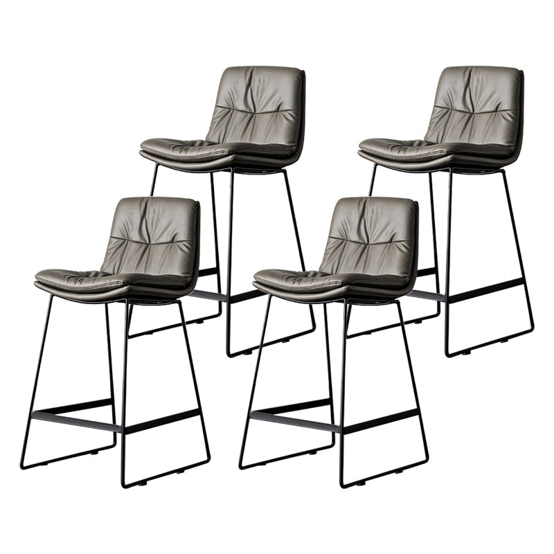 Scandinavian Low Back Home Stool Matte Finish Upholstered Barstool Dark Gray 4 Piece Set Counter Stool(26"H) Clearhalo 'Bar Furniture' 'Bar Stools' 'bar_stools' 'furn' 'furn_bar_stools' 'Furniture' 'furniture_bar_stools' 'Kitchen & Dining Furniture' 4940661
