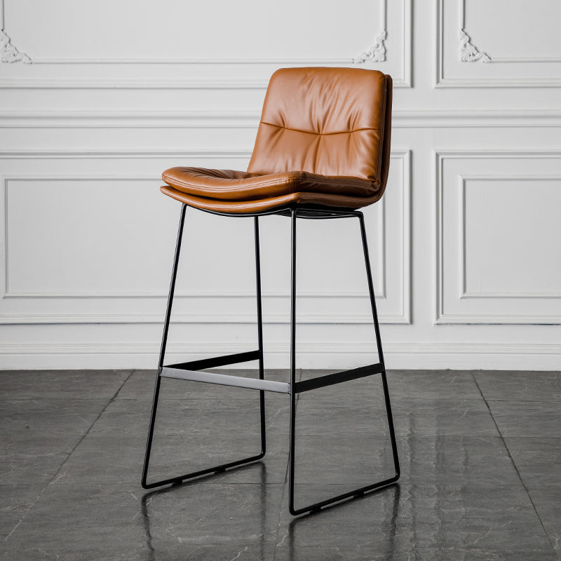 Scandinavian Low Back Home Stool Matte Finish Upholstered Barstool Brown 1 Piece Bar Stool(30"H) Clearhalo 'Bar Furniture' 'Bar Stools' 'bar_stools' 'furn' 'furn_bar_stools' 'Furniture' 'furniture_bar_stools' 'Kitchen & Dining Furniture' 4940662