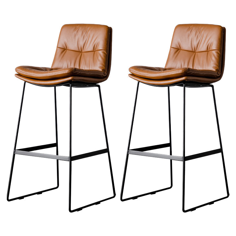 Scandinavian Low Back Home Stool Matte Finish Upholstered Barstool Brown 2 Piece Set Bar Stool(30"H) Clearhalo 'Bar Furniture' 'Bar Stools' 'bar_stools' 'furn' 'furn_bar_stools' 'Furniture' 'furniture_bar_stools' 'Kitchen & Dining Furniture' 4940663