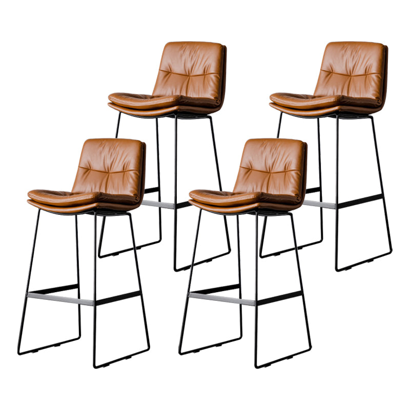 Scandinavian Low Back Home Stool Matte Finish Upholstered Barstool Brown 4 Piece Set Bar Stool(30"H) Clearhalo 'Bar Furniture' 'Bar Stools' 'bar_stools' 'furn' 'furn_bar_stools' 'Furniture' 'furniture_bar_stools' 'Kitchen & Dining Furniture' 4940664