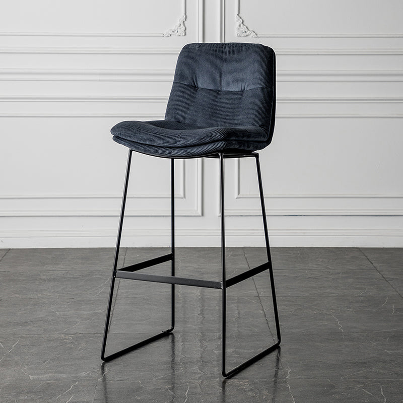 Scandinavian Low Back Home Stool Matte Finish Upholstered Barstool Navy Blue 1 Piece Bar Stool(30"H) Clearhalo 'Bar Furniture' 'Bar Stools' 'bar_stools' 'furn' 'furn_bar_stools' 'Furniture' 'furniture_bar_stools' 'Kitchen & Dining Furniture' 4940665