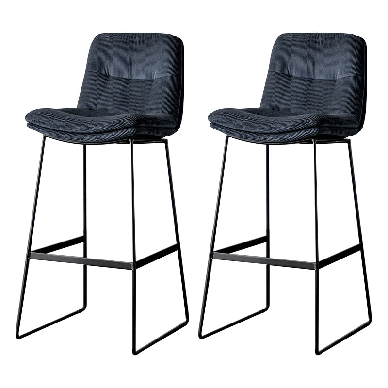 Scandinavian Low Back Home Stool Matte Finish Upholstered Barstool Navy Blue 2 Piece Set Bar Stool(30"H) Clearhalo 'Bar Furniture' 'Bar Stools' 'bar_stools' 'furn' 'furn_bar_stools' 'Furniture' 'furniture_bar_stools' 'Kitchen & Dining Furniture' 4940666