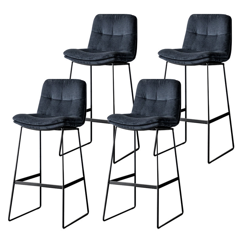 Scandinavian Low Back Home Stool Matte Finish Upholstered Barstool Navy Blue 4 Piece Set Bar Stool(30"H) Clearhalo 'Bar Furniture' 'Bar Stools' 'bar_stools' 'furn' 'furn_bar_stools' 'Furniture' 'furniture_bar_stools' 'Kitchen & Dining Furniture' 4940667