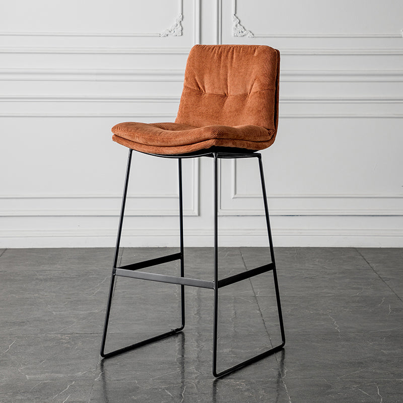 Scandinavian Low Back Home Stool Matte Finish Upholstered Barstool Red Brown 1 Piece Bar Stool(30"H) Clearhalo 'Bar Furniture' 'Bar Stools' 'bar_stools' 'furn' 'furn_bar_stools' 'Furniture' 'furniture_bar_stools' 'Kitchen & Dining Furniture' 4940671