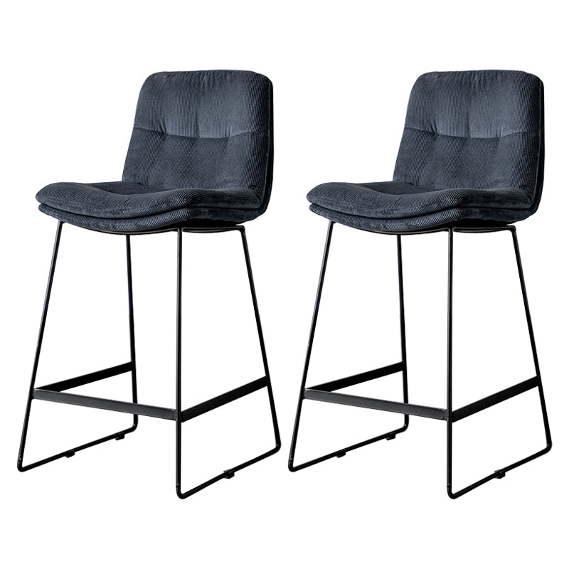Scandinavian Low Back Home Stool Matte Finish Upholstered Barstool Navy Blue 2 Piece Set Counter Stool(26"H) Clearhalo 'Bar Furniture' 'Bar Stools' 'bar_stools' 'furn' 'furn_bar_stools' 'Furniture' 'furniture_bar_stools' 'Kitchen & Dining Furniture' 4940675