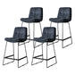 Scandinavian Low Back Home Stool Matte Finish Upholstered Barstool Navy Blue 4 Piece Set Counter Stool(26"H) Clearhalo 'Bar Furniture' 'Bar Stools' 'bar_stools' 'furn' 'furn_bar_stools' 'Furniture' 'furniture_bar_stools' 'Kitchen & Dining Furniture' 4940676