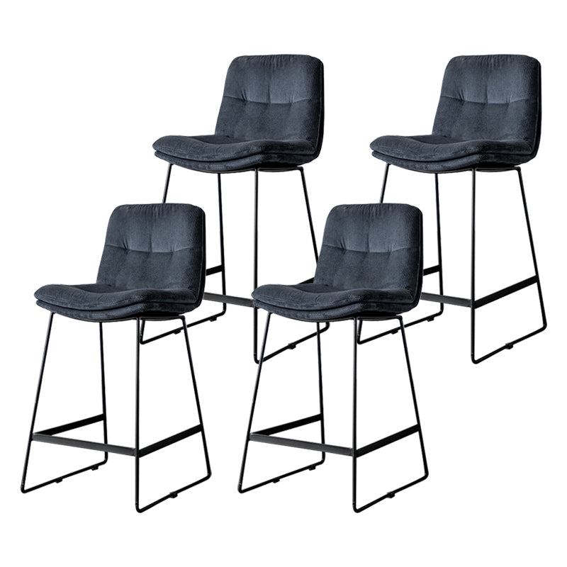 Scandinavian Low Back Home Stool Matte Finish Upholstered Barstool Navy Blue 4 Piece Set Counter Stool(26"H) Clearhalo 'Bar Furniture' 'Bar Stools' 'bar_stools' 'furn' 'furn_bar_stools' 'Furniture' 'furniture_bar_stools' 'Kitchen & Dining Furniture' 4940676