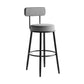 Industrial Backrest Counter Stool Iron Cafe Bar Stool with Pedal and Velvet Cushion Gray 1 Piece Clearhalo 'Bar Furniture' 'Bar Stools' 'bar_stools' 'furn' 'furn_bar_stools' 'Furniture' 'furniture_bar_stools' 'Kitchen & Dining Furniture' 4940680