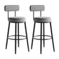 Industrial Backrest Counter Stool Iron Cafe Bar Stool with Pedal and Velvet Cushion Gray 2 Piece Set Clearhalo 'Bar Furniture' 'Bar Stools' 'bar_stools' 'furn' 'furn_bar_stools' 'Furniture' 'furniture_bar_stools' 'Kitchen & Dining Furniture' 4940681