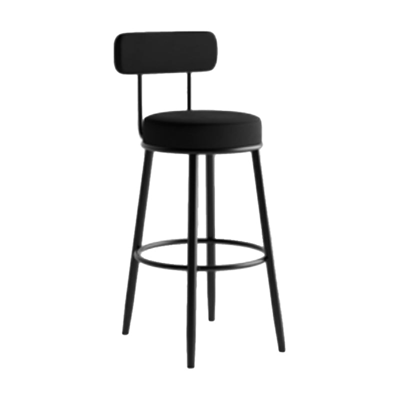 Industrial Backrest Counter Stool Iron Cafe Bar Stool with Pedal and Velvet Cushion Black 1 Piece Clearhalo 'Bar Furniture' 'Bar Stools' 'bar_stools' 'furn' 'furn_bar_stools' 'Furniture' 'furniture_bar_stools' 'Kitchen & Dining Furniture' 4940685