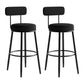 Industrial Backrest Counter Stool Iron Cafe Bar Stool with Pedal and Velvet Cushion Black 2 Piece Set Clearhalo 'Bar Furniture' 'Bar Stools' 'bar_stools' 'furn' 'furn_bar_stools' 'Furniture' 'furniture_bar_stools' 'Kitchen & Dining Furniture' 4940687