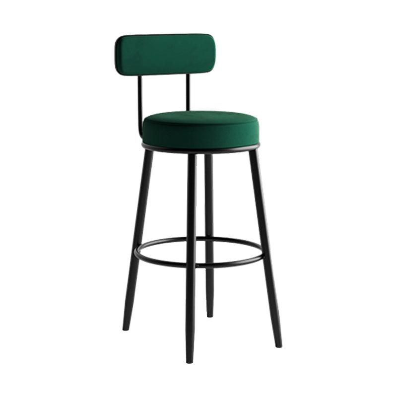Industrial Backrest Counter Stool Iron Cafe Bar Stool with Pedal and Velvet Cushion Clearhalo 'Bar Furniture' 'Bar Stools' 'bar_stools' 'furn' 'furn_bar_stools' 'Furniture' 'furniture_bar_stools' 'Kitchen & Dining Furniture' 4940688