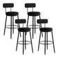 Industrial Backrest Counter Stool Iron Cafe Bar Stool with Pedal and Velvet Cushion Black 4 Piece Set Clearhalo 'Bar Furniture' 'Bar Stools' 'bar_stools' 'furn' 'furn_bar_stools' 'Furniture' 'furniture_bar_stools' 'Kitchen & Dining Furniture' 4940689