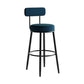 Industrial Backrest Counter Stool Iron Cafe Bar Stool with Pedal and Velvet Cushion Blue 1 Piece Clearhalo 'Bar Furniture' 'Bar Stools' 'bar_stools' 'furn' 'furn_bar_stools' 'Furniture' 'furniture_bar_stools' 'Kitchen & Dining Furniture' 4940691