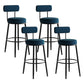 Industrial Backrest Counter Stool Iron Cafe Bar Stool with Pedal and Velvet Cushion Blue 4 Piece Set Clearhalo 'Bar Furniture' 'Bar Stools' 'bar_stools' 'furn' 'furn_bar_stools' 'Furniture' 'furniture_bar_stools' 'Kitchen & Dining Furniture' 4940694