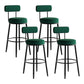 Industrial Backrest Counter Stool Iron Cafe Bar Stool with Pedal and Velvet Cushion Green 4 Piece Set Clearhalo 'Bar Furniture' 'Bar Stools' 'bar_stools' 'furn' 'furn_bar_stools' 'Furniture' 'furniture_bar_stools' 'Kitchen & Dining Furniture' 4940697