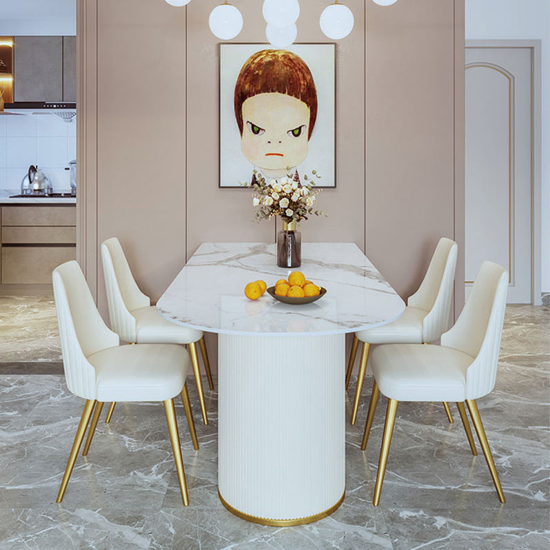 Glam 1/3/5 Pieces Dining Set Rectangle Stone Dining Table for Dining Room 5 Pieces: Table, 4 Chairs Clearhalo 'Dining Room Sets' 'Dining Tables & Seating' 'dining_room_set' 'furn' 'furn_dining_room_set' 'Furniture' 'furniture_dining_room_set' 'Kitchen & Dining Furniture' 4940705