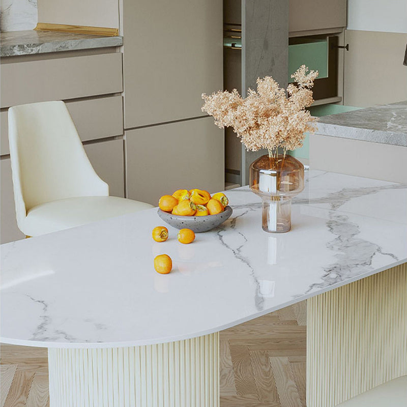 Glam 1/3/5 Pieces Dining Set Rectangle Stone Dining Table for Dining Room Clearhalo 'Dining Room Sets' 'Dining Tables & Seating' 'dining_room_set' 'furn' 'furn_dining_room_set' 'Furniture' 'furniture_dining_room_set' 'Kitchen & Dining Furniture' 4940709