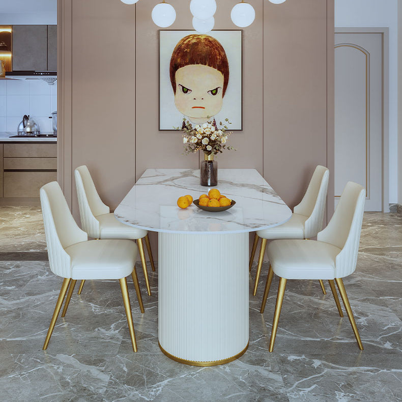 Glam 1/3/5 Pieces Dining Set Rectangle Stone Dining Table for Dining Room Clearhalo 'Dining Room Sets' 'Dining Tables & Seating' 'dining_room_set' 'furn' 'furn_dining_room_set' 'Furniture' 'furniture_dining_room_set' 'Kitchen & Dining Furniture' 4940710