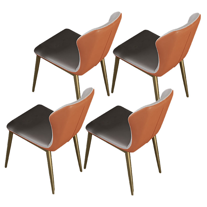 Glam 1/4/5/7 Pieces Scalable Dinette Set with Sintered Stone Rectangle Dining Table Set 4 Orange-White Chairs Clearhalo 'Dining Room Sets' 'Dining Tables & Seating' 'dining_room_set' 'furn' 'furn_dining_room_set' 'Furniture' 'furniture_dining_room_set' 'Kitchen & Dining Furniture' 4940725