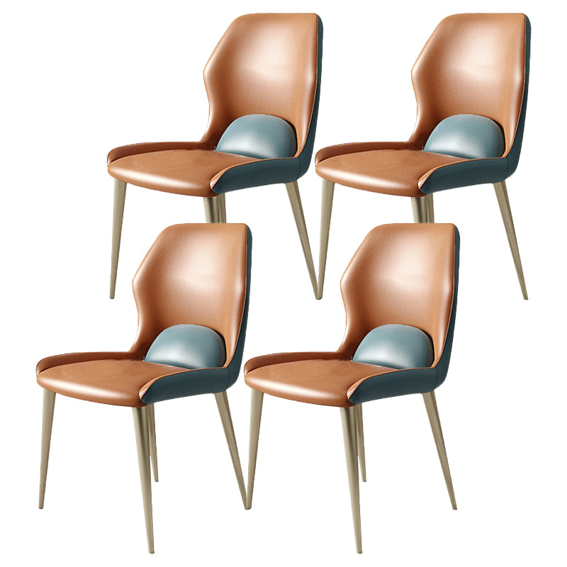 Glam 1/4/5/7 Pieces Scalable Dinette Set with Sintered Stone Rectangle Dining Table Set 4 Orange Chairs Clearhalo 'Dining Room Sets' 'Dining Tables & Seating' 'dining_room_set' 'furn' 'furn_dining_room_set' 'Furniture' 'furniture_dining_room_set' 'Kitchen & Dining Furniture' 4940728