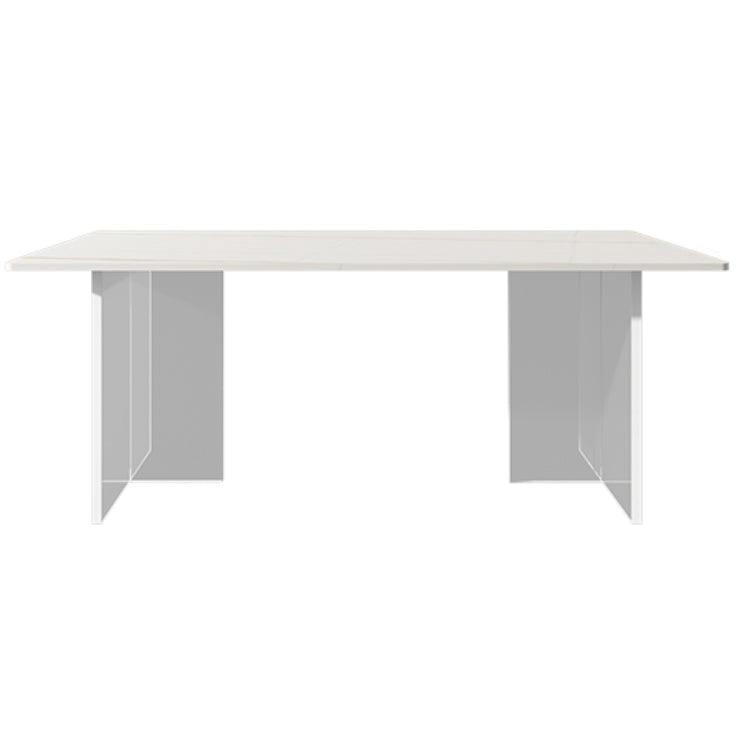 Modern 1/5/7 Pieces Dining Set Rectangle Stone Dining Table for Dining Room White 79"L x 35"W Clearhalo 'Dining Room Sets' 'Dining Tables & Seating' 'dining_room_set' 'furn' 'furn_dining_room_set' 'Furniture' 'furniture_dining_room_set' 'Kitchen & Dining Furniture' 4940743