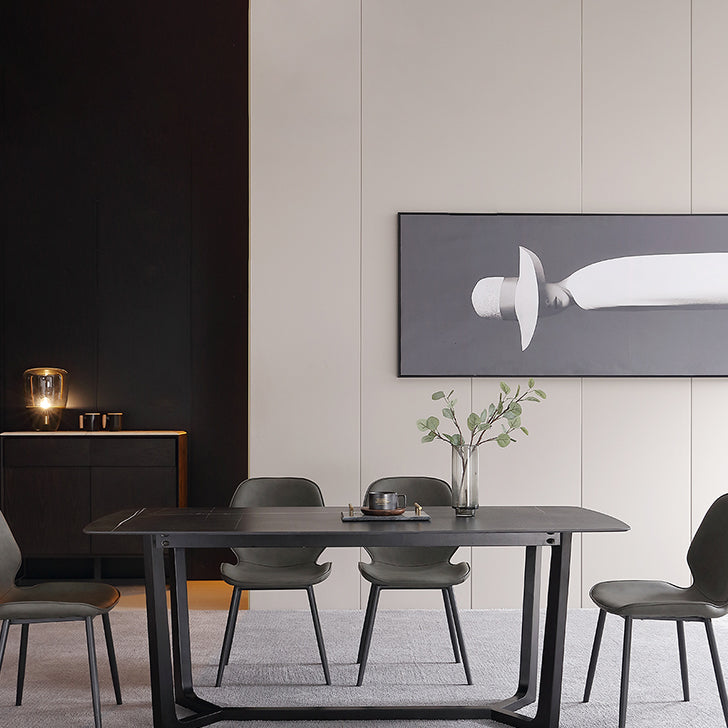 Modern 1/2/3/5 Pieces Dinette Set with Black Sintered Stone Top Rectangle Dining Table Set Clearhalo 'Dining Room Sets' 'Dining Tables & Seating' 'dining_room_set' 'furn' 'furn_dining_room_set' 'Furniture' 'furniture_dining_room_set' 'Kitchen & Dining Furniture' 4940761