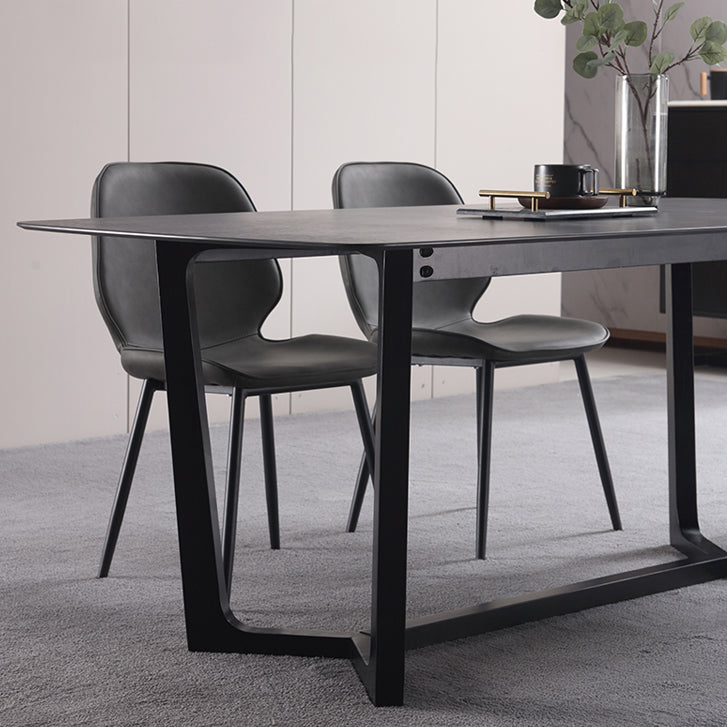 Modern 1/2/3/5 Pieces Dinette Set with Black Sintered Stone Top Rectangle Dining Table Set 3 Pieces: Table, 2 Chairs Clearhalo 'Dining Room Sets' 'Dining Tables & Seating' 'dining_room_set' 'furn' 'furn_dining_room_set' 'Furniture' 'furniture_dining_room_set' 'Kitchen & Dining Furniture' 4940764