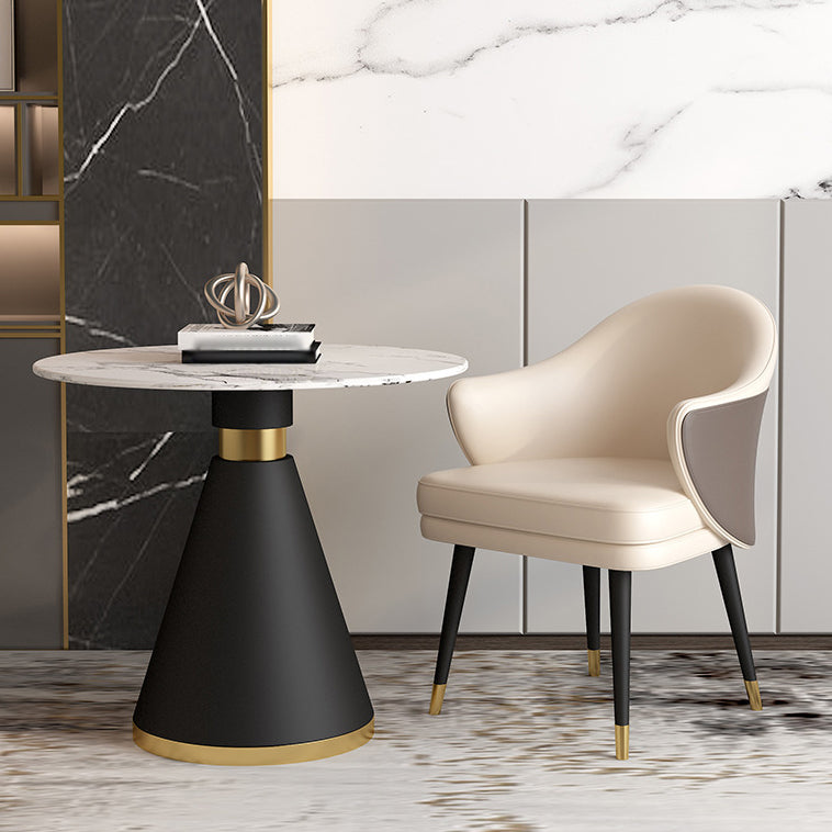 Glam 1/2/5 Pieces Dining Set Round Shape Sintered Stone Dining Table Set 2 Pieces: Table, 1 Chair Clearhalo 'Dining Room Sets' 'Dining Tables & Seating' 'dining_room_set' 'furn' 'furn_dining_room_set' 'Furniture' 'furniture_dining_room_set' 'Kitchen & Dining Furniture' 4940775