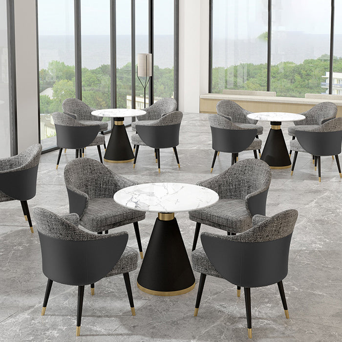 Glam 1/2/5 Pieces Dining Set Round Shape Sintered Stone Dining Table Set Clearhalo 'Dining Room Sets' 'Dining Tables & Seating' 'dining_room_set' 'furn' 'furn_dining_room_set' 'Furniture' 'furniture_dining_room_set' 'Kitchen & Dining Furniture' 4940776