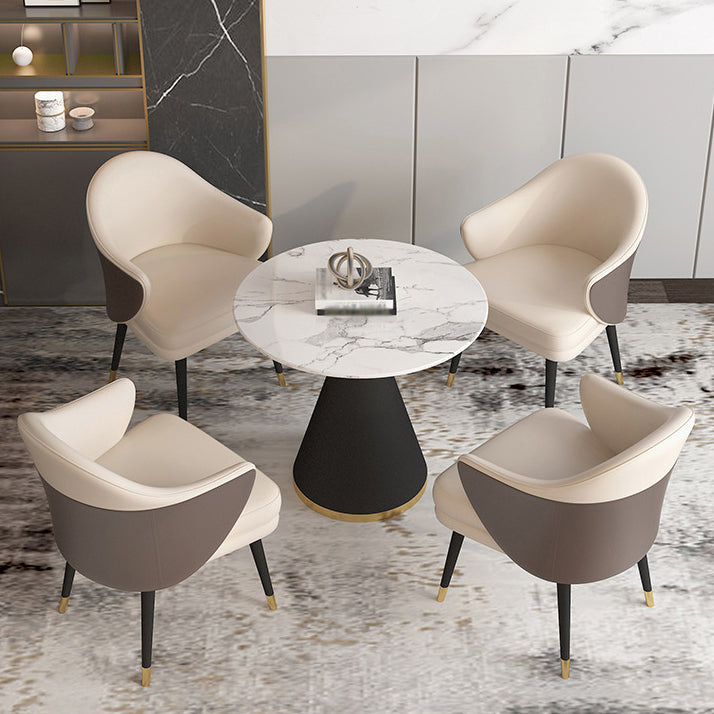 Glam 1/2/5 Pieces Dining Set Round Shape Sintered Stone Dining Table Set Clearhalo 'Dining Room Sets' 'Dining Tables & Seating' 'dining_room_set' 'furn' 'furn_dining_room_set' 'Furniture' 'furniture_dining_room_set' 'Kitchen & Dining Furniture' 4940777