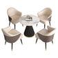 Glam 1/2/5 Pieces Dining Set Round Shape Sintered Stone Dining Table Set 5 Pieces: Table, 4 Beige Chairs Clearhalo 'Dining Room Sets' 'Dining Tables & Seating' 'dining_room_set' 'furn' 'furn_dining_room_set' 'Furniture' 'furniture_dining_room_set' 'Kitchen & Dining Furniture' 4940783