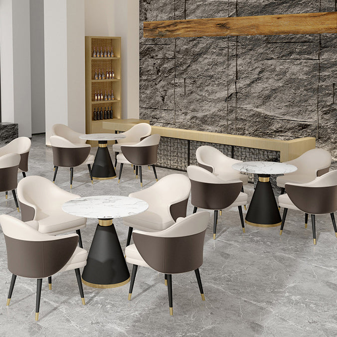 Glam 1/2/5 Pieces Dining Set Round Shape Sintered Stone Dining Table Set Clearhalo 'Dining Room Sets' 'Dining Tables & Seating' 'dining_room_set' 'furn' 'furn_dining_room_set' 'Furniture' 'furniture_dining_room_set' 'Kitchen & Dining Furniture' 4940785