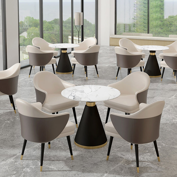 Glam 1/2/5 Pieces Dining Set Round Shape Sintered Stone Dining Table Set Clearhalo 'Dining Room Sets' 'Dining Tables & Seating' 'dining_room_set' 'furn' 'furn_dining_room_set' 'Furniture' 'furniture_dining_room_set' 'Kitchen & Dining Furniture' 4940788