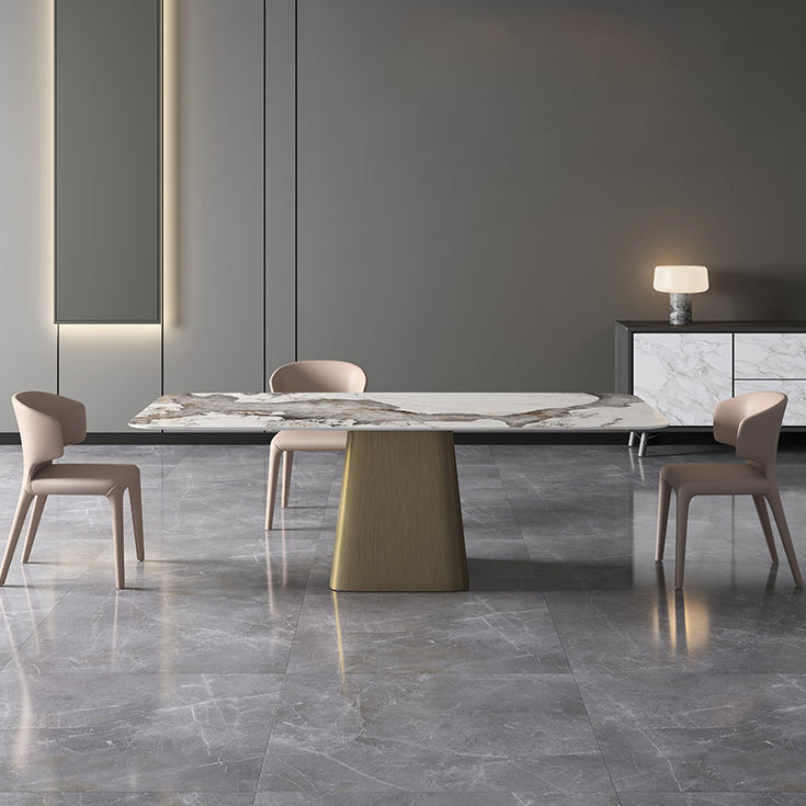 Nordic 1/4/7 Pieces Dining Set Sintered Stone Dining Table with Leather Chairs 4 Pieces: Table, 3 Chairs Clearhalo 'Dining Room Sets' 'Dining Tables & Seating' 'dining_room_set' 'furn' 'furn_dining_room_set' 'Furniture' 'furniture_dining_room_set' 'Kitchen & Dining Furniture' 4940796