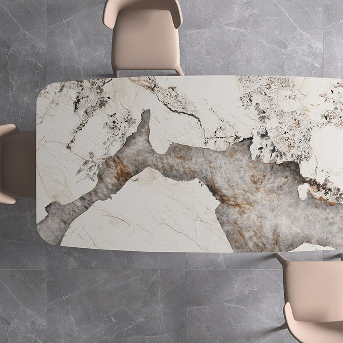 Nordic 1/4/7 Pieces Dining Set Sintered Stone Dining Table with Leather Chairs Clearhalo 'Dining Room Sets' 'Dining Tables & Seating' 'dining_room_set' 'furn' 'furn_dining_room_set' 'Furniture' 'furniture_dining_room_set' 'Kitchen & Dining Furniture' 4940801