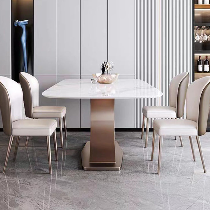 1/4/5/6 Pieces Dining Chairs Set White Rectangular Sintered Stone Top Dining Set for Home 5 Pieces: Table, 4 Chairs Clearhalo 'Dining Room Sets' 'Dining Tables & Seating' 'dining_room_set' 'furn' 'furn_dining_room_set' 'Furniture' 'furniture_dining_room_set' 'Kitchen & Dining Furniture' 4940830