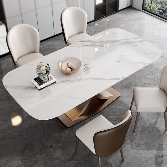 1/4/5/6 Pieces Dining Chairs Set White Rectangular Sintered Stone Top Dining Set for Home Clearhalo 'Dining Room Sets' 'Dining Tables & Seating' 'dining_room_set' 'furn' 'furn_dining_room_set' 'Furniture' 'furniture_dining_room_set' 'Kitchen & Dining Furniture' 4940835