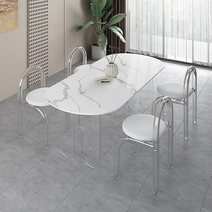 Modern 1/5 Pieces Dining Set Stone Dining Table for Dining Room 5 Pieces: Table, 4 Chairs Clearhalo 'Dining Room Sets' 'Dining Tables & Seating' 'dining_room_set' 'furn' 'furn_dining_room_set' 'Furniture' 'furniture_dining_room_set' 'Kitchen & Dining Furniture' 4940842