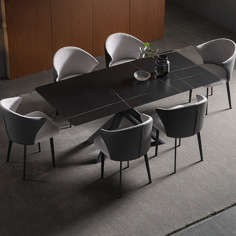 1/2/5/7 Pieces Dining Chairs Set Black Sintered Stone Dining Table Set for Home 7 Pieces: Table, 6 Chairs Clearhalo 'Dining Room Sets' 'Dining Tables & Seating' 'dining_room_set' 'furn' 'furn_dining_room_set' 'Furniture' 'furniture_dining_room_set' 'Kitchen & Dining Furniture' 4940861