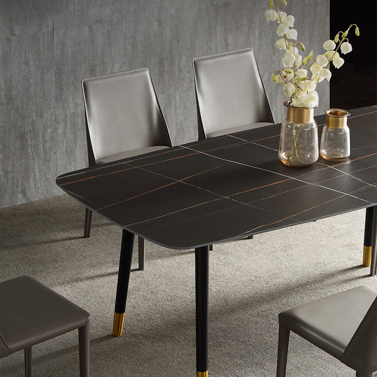 Modern 1/4/5/6/7 Pieces Dining Set Sintered Stone Dining Table with Leather Chairs Clearhalo 'Dining Room Sets' 'Dining Tables & Seating' 'dining_room_set' 'furn' 'furn_dining_room_set' 'Furniture' 'furniture_dining_room_set' 'Kitchen & Dining Furniture' 4940880
