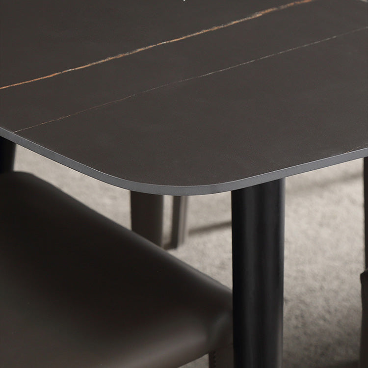 Modern 1/4/5/6/7 Pieces Dining Set Sintered Stone Dining Table with Leather Chairs Clearhalo 'Dining Room Sets' 'Dining Tables & Seating' 'dining_room_set' 'furn' 'furn_dining_room_set' 'Furniture' 'furniture_dining_room_set' 'Kitchen & Dining Furniture' 4940885