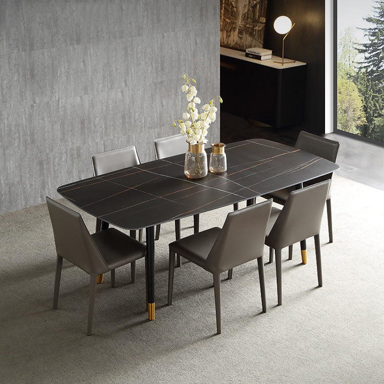 Modern 1/4/5/6/7 Pieces Dining Set Sintered Stone Dining Table with Leather Chairs Clearhalo 'Dining Room Sets' 'Dining Tables & Seating' 'dining_room_set' 'furn' 'furn_dining_room_set' 'Furniture' 'furniture_dining_room_set' 'Kitchen & Dining Furniture' 4940886