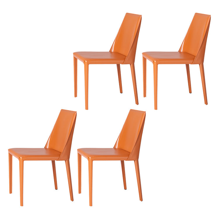 Modern 1/4/5/6 Pieces Aluminium Dinette Set with Sintered Stone Top Dining Table Set 4 Orange Chairs Clearhalo 'Dining Room Sets' 'Dining Tables & Seating' 'dining_room_set' 'furn' 'furn_dining_room_set' 'Furniture' 'furniture_dining_room_set' 'Kitchen & Dining Furniture' 4940936