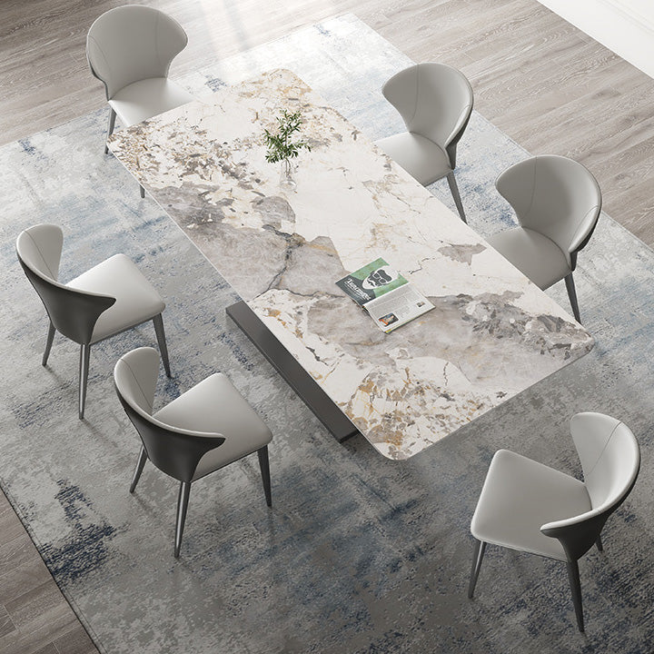 1/3/4/5/7/8 Pieces Dining Chairs Set Dining Table Set with Sintered Stone Top 7 Pieces: Table, 6 Chairs Clearhalo 'Dining Room Sets' 'Dining Tables & Seating' 'dining_room_set' 'furn' 'furn_dining_room_set' 'Furniture' 'furniture_dining_room_set' 'Kitchen & Dining Furniture' 4940962