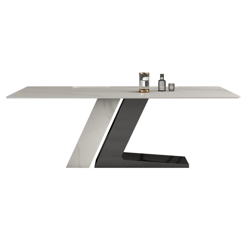 Designer Style 1/4/5/7 Pieces Dinette Set Sintered Stone Dining Room Set White 79"L x 39"W Clearhalo 'Dining Room Sets' 'Dining Tables & Seating' 'dining_room_set' 'furn' 'furn_dining_room_set' 'Furniture' 'furniture_dining_room_set' 'Kitchen & Dining Furniture' 4940971