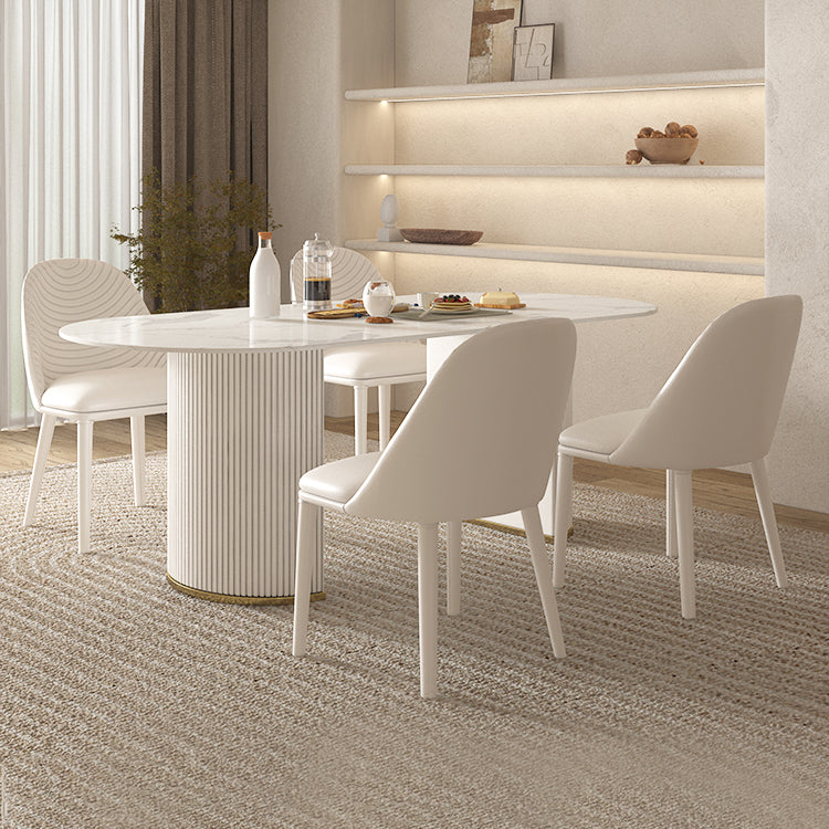 Modern 1/2/4/5/7 Pieces Dining Set Rectangle Stone Dining Table for Dining Room 5 Pieces: Table, 4 Chairs Clearhalo 'Dining Room Sets' 'Dining Tables & Seating' 'dining_room_set' 'furn' 'furn_dining_room_set' 'Furniture' 'furniture_dining_room_set' 'Kitchen & Dining Furniture' 4940996