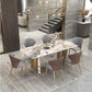 Luxury 1/3/4/5/7 Pieces Dining Set Sintered Stone Top Dining Table with Leather Chairs 7 Pieces: Table, 6 Chairs Clearhalo 'Dining Room Sets' 'Dining Tables & Seating' 'dining_room_set' 'furn' 'furn_dining_room_set' 'Furniture' 'furniture_dining_room_set' 'Kitchen & Dining Furniture' 4941010